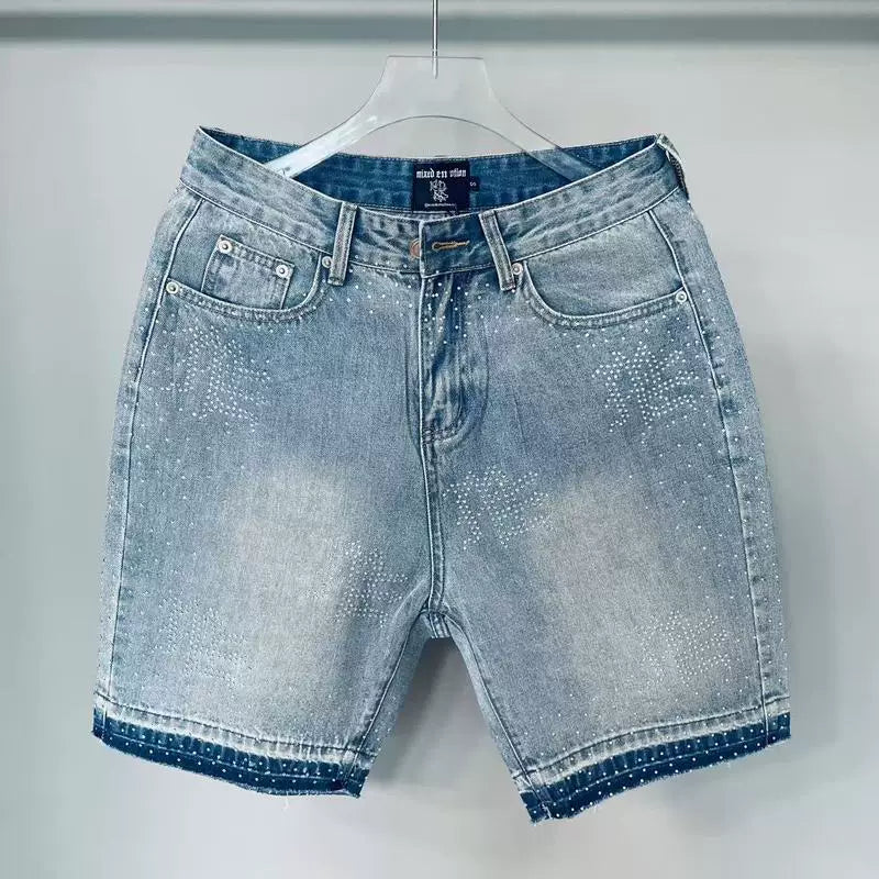 Mixed EMOTION Vintage Wash Rhinestone Star Denim Jorts