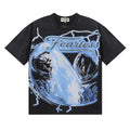 Majestik Fearless Skull Astronaut Space Vintage Washed Oversized Graphic Tee