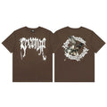Revenge Angel / Religious Circle Arch Logo Short Sleeve T-Shirt Brown