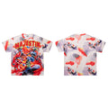 Majestik Robot Skateboarder Dreadlocks Balloons Tie‑Dye Red Purple Oversized Graphic Tee