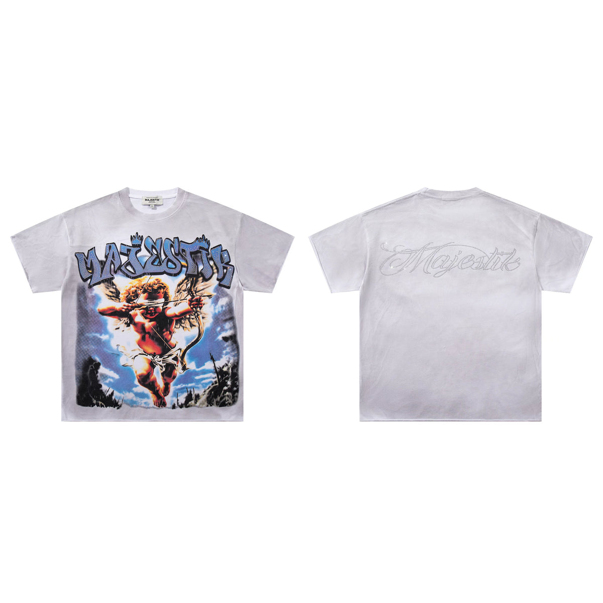 Majestik Cherub Angel Cupid Vintage Washed Oversized Graphic Tee