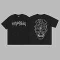 Revenge Arch Logo & Geometric Shattered Skull Graphic Short Sleeve T-Shirt Black