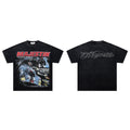Majestik Racing Sports Beyond Redline Le Mans Race Car Vintage Washed Black Oversized Graphic Tee