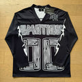 MIXED EMOTION Woodgrain 00 Football Jersey Black V‑Neck Long Sleeve