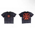 West Coast Choppers Orange Iron Cross Tee - Vintage Black
