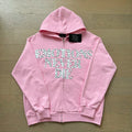 Mixed EMOTIONNever Die Studded ME Monogram Pink Full‑Zip Hoodie