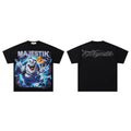 Majestik Ghost Monster Lightning Galaxy Vintage Black Oversized Graphic Tee
