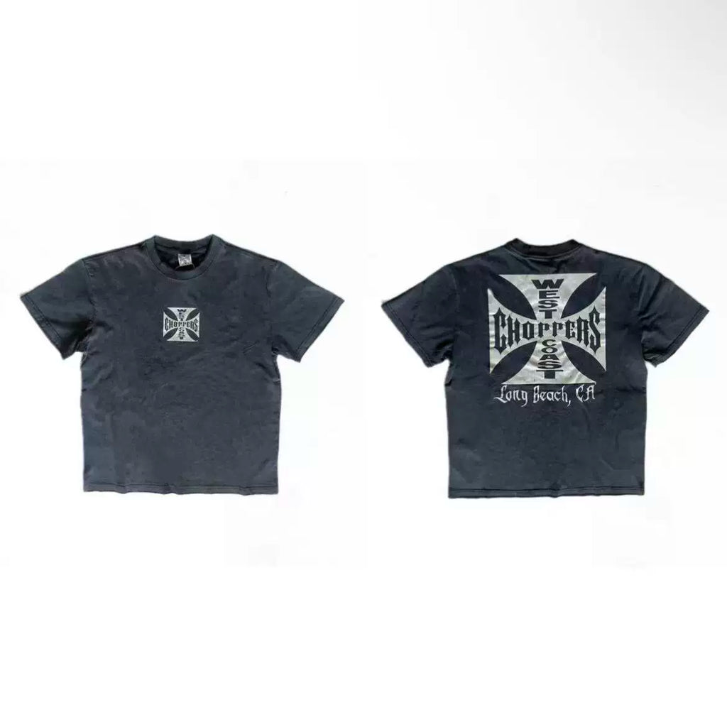 West Coast Choppers Front Small Logo Iron Cross Tee - Vintage Black
