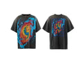 Saint Michael Swirl Paint Graphic Vintage T-Shirt - Black