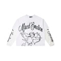 Mixed EMOTION Rhinestone Cursive Back Print White Fake Two‑Piece Long Sleeve Tee