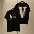 Vlone Dove & Marble "V" Graphic T-Shirt - Black