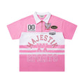 Majestik Sports XX Pink White Color‑Block Half‑Zip Polo Shirt