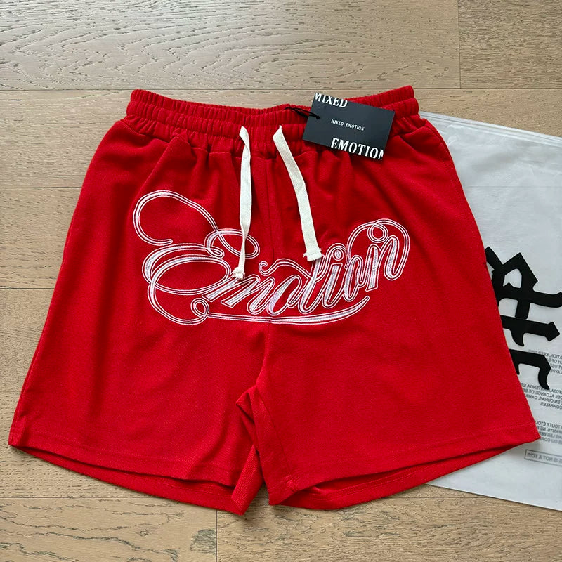 Mixed EMOTION Cursive Emotion Script Red Sweat Shorts