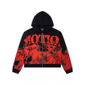 Mixed EMOTION Skeleton Cowboy Lightning Vintage Washed Black Full‑Zip Hoodie