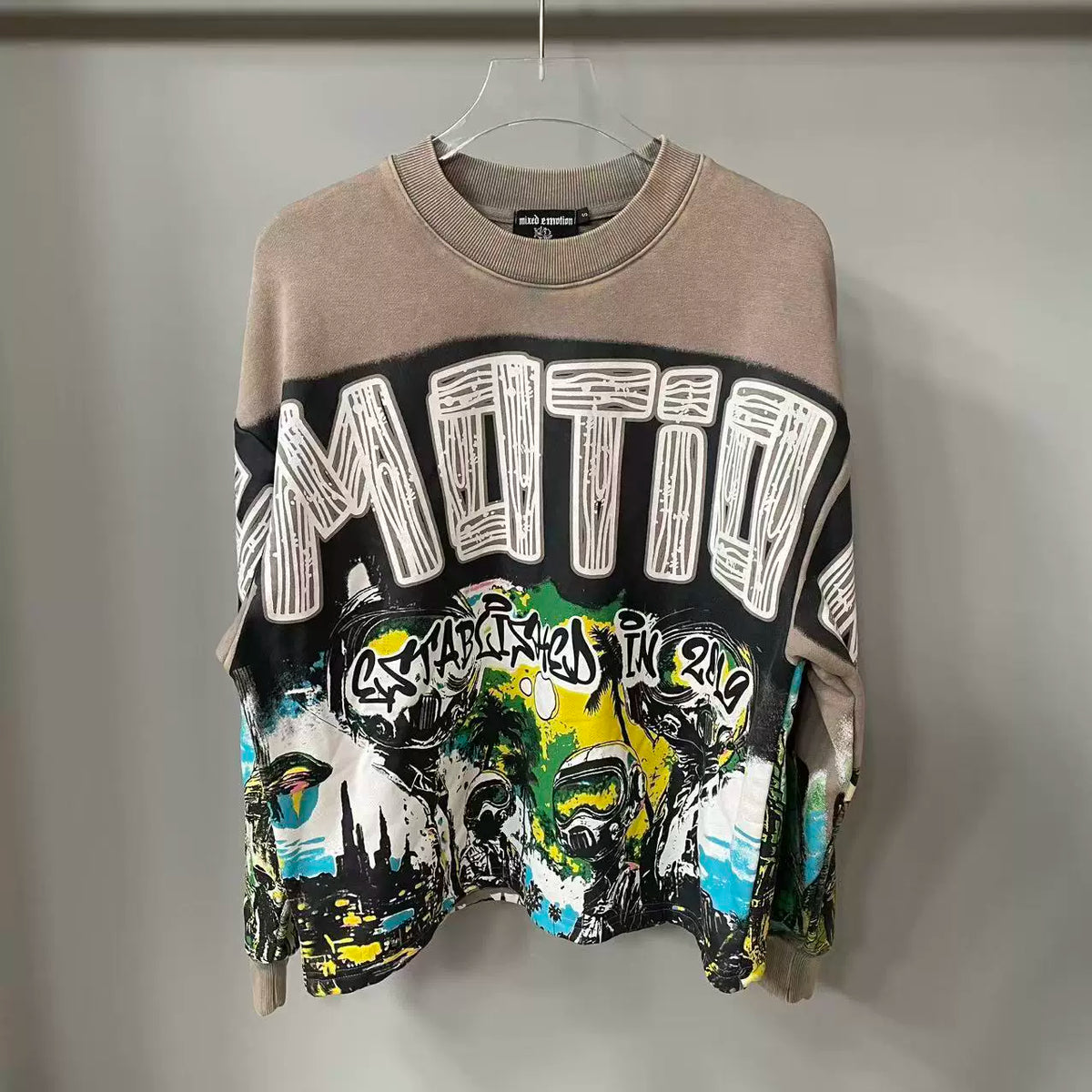 Mixed EMOTION Graffiti City Art Crewneck Sweatshirt