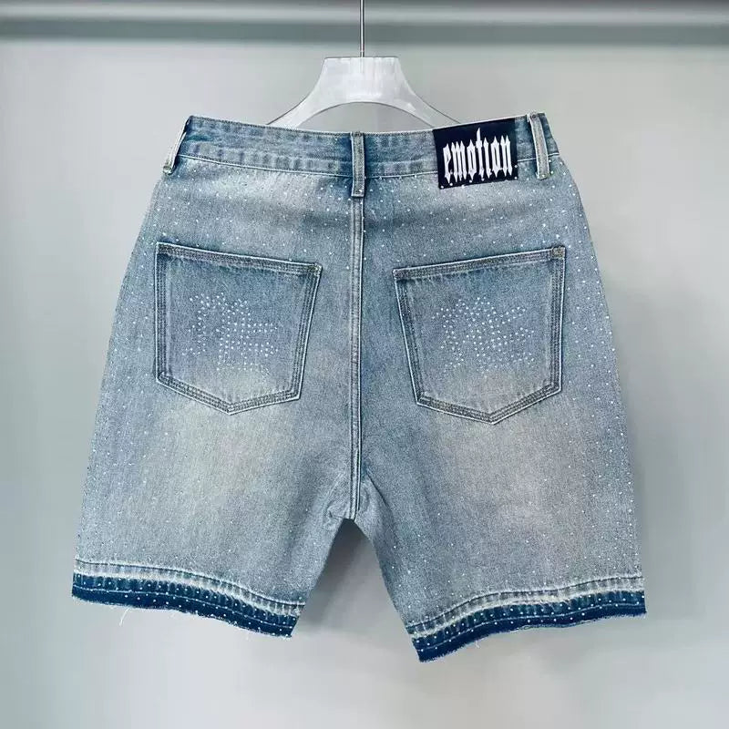 Mixed EMOTION Vintage Wash Rhinestone Star Denim Jorts