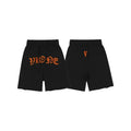 Vlone Gothic Logo Graphic Sweatshorts - Black/Orange