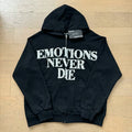 Mixed EMOTION Never Die Studded Chinese Character Black Full‑Zip Hoodie