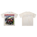 Majestik Sports World Tour Motorcycle Racing Vintage Washed Oversized Graphic Tee