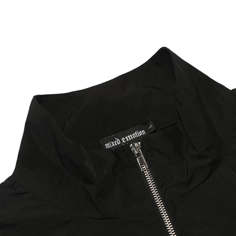 Mixed EMOTION Color Rhinestone Letter Zip‑Up Windbreaker Jacket