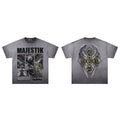 Majestik Relentless All Gas No Brakes Eagle Winged Cross Vintage Washed Grey Oversized Graphic Tee