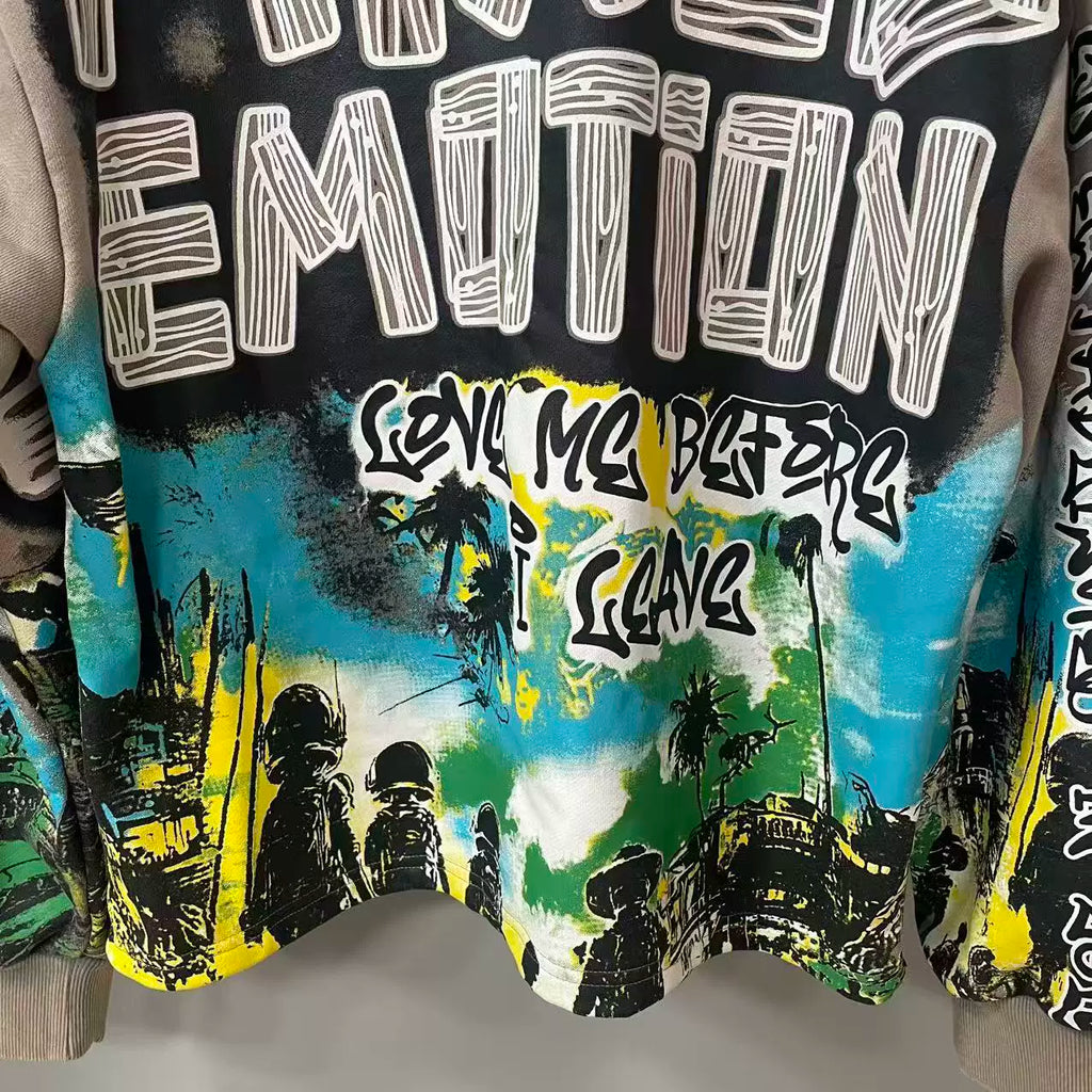 Mixed EMOTION Graffiti City Art Crewneck Sweatshirt