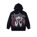 Mixed EMOTION Cursive Blindfolded Angel Statue Black Pullover Hoodie