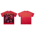 Majestik Crocodile Football Athlete Thunder Vintage Washed Red Oversized Graphic Tee
