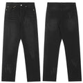 Vlone Subtle Logo Distressed Denim Jeans - Washed Black