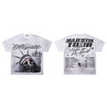 Majestik Tour Sunken Statue Of Liberty Skull Vintage Washed Oversized Graphic Tee