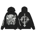 Revenge Ribcage Spine Crosshair Arch Logo Pullover Hoodie