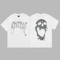 Revenge Arch Logo & Cracked Skull Graphic Short Sleeve T-Shirt White