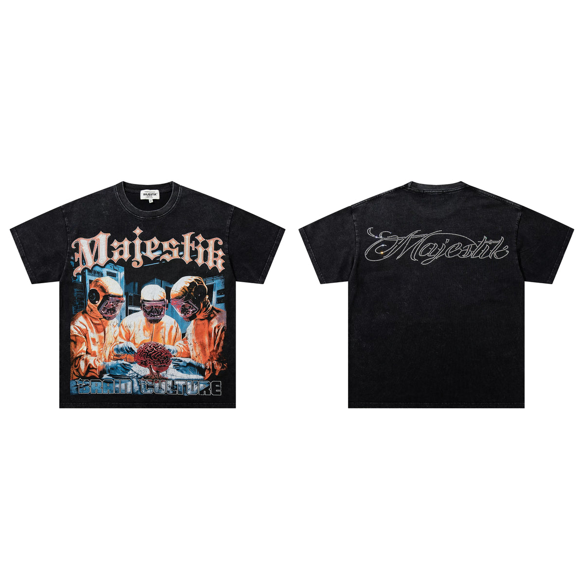 Majestik Brain Culture Hazmat Scientist Vintage Washed Oversized Graphic Tee