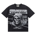 Majestik Fearless Hooded Skull Chain Vintage Washed Oversized Graphic Tee