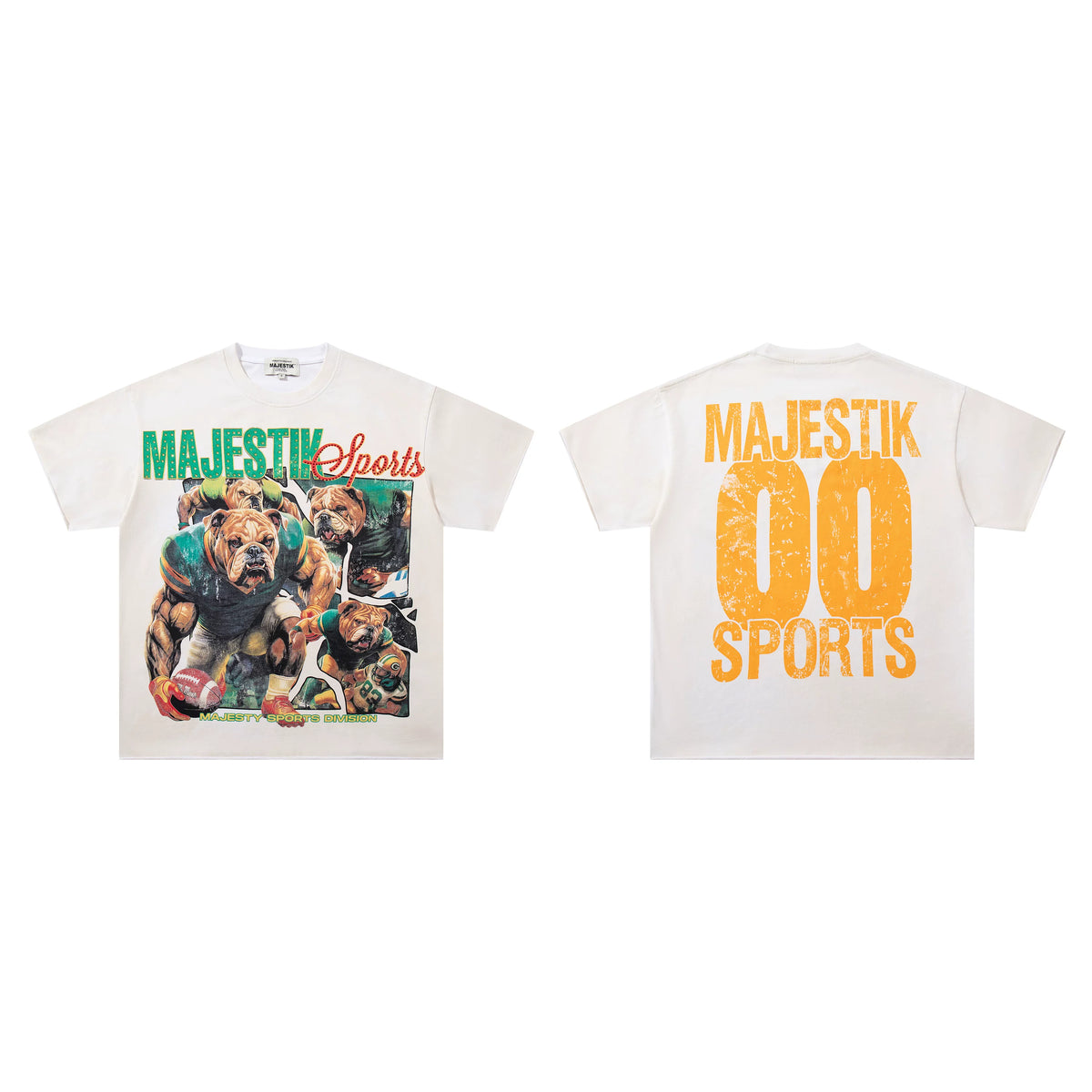 Majestik Sports Bulldog Football Vintage Washed Oversized Graphic Tee