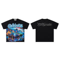 Majestik Neon Night City Supercar Ferris Wheel Vintage Black Oversized Graphic Tee