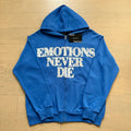 Mixed EMOTION Never Die Studded ME Monogram Royal Blue Full‑Zip Hoodie
