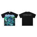 Majestik Skull Gambler Top Hat Dice Cards Neon Vintage Black Oversized Graphic Tee