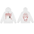 Revenge White Geometric Spider Skull Arch Logo Pullover Hoodie