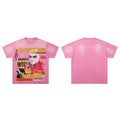 Majestik Moto Speedway Championship Race Of Death Velocity Vintage Washed Pink Oversized Graphic Tee