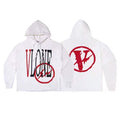 Vlone Circle Lightning Graphic Hoodie - White/Red