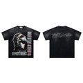 Majestik Studio Records Department Sunglasses Portrait Vintage Washed Black Oversized Graphic Tee