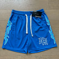 Mixed EMOTION Blue Flame Graphic ME Monogram Royal Blue Mesh Shorts