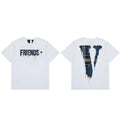 Vlone Plaid Drip Graphic T-Shirt - White/Blue