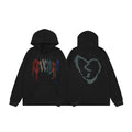 Revenge Rhinestone Broken Heart Arch Logo Pullover Hoodie