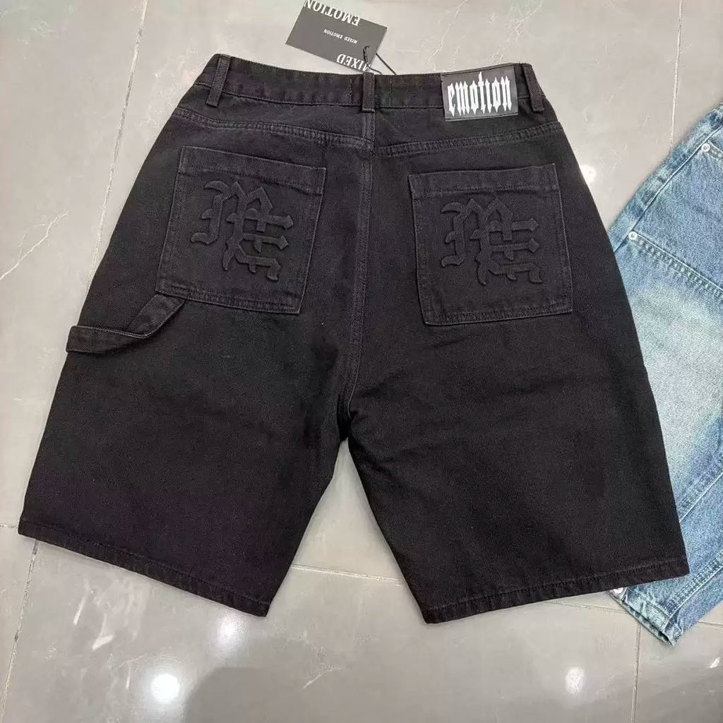 Mixed EMOTION Black Coated Denim Carpenter Jorts