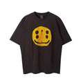 Saint Michael Multi-Eye Yellow Smiley Graphic Vintage T-Shirt - Black
