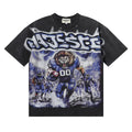 Majestik Lion Football Player Storm Vintage Washed Oversized Graphic Tee