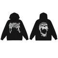 Revenge Metallic Silver 3D Screaming Skull Arch Logo Pullover Hoodie black