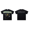 Majestik Football Player 11 With Bulldog Night City Vintage Washed Oversized Graphic Tee